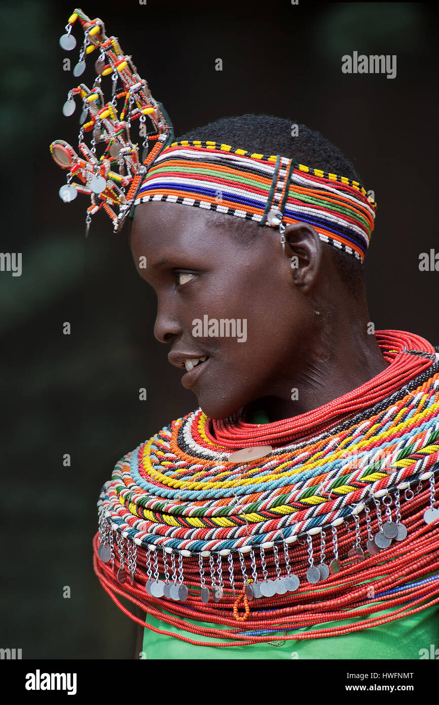 Les gens de la tribu Samburu, Kenya. Banque D'Images