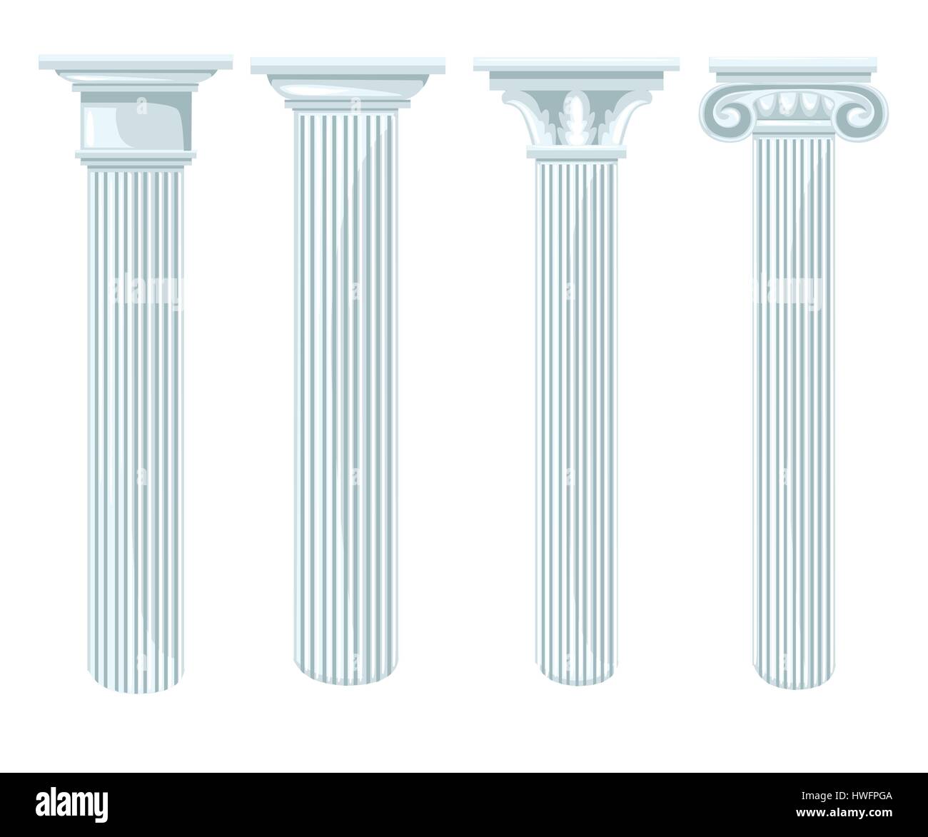 L'icône de la colonne définie pour l'intérieur télévision style design vector illustration Illustration de Vecteur