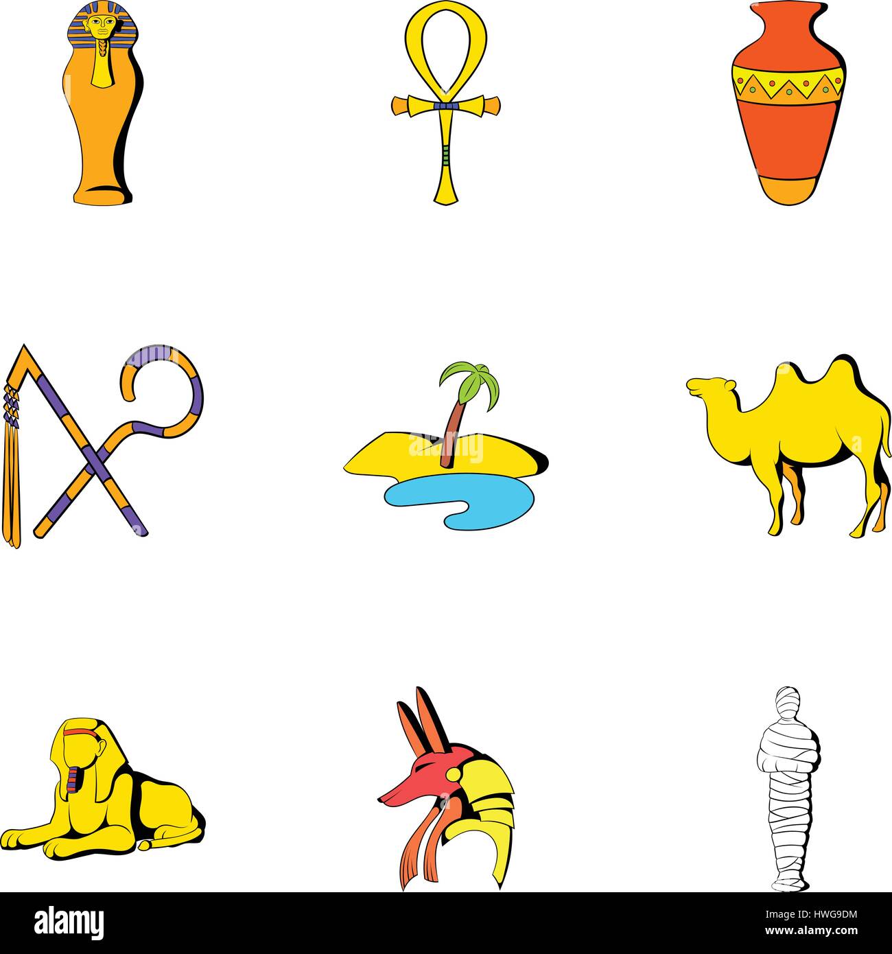 Pyramide icons set, cartoon style Illustration de Vecteur