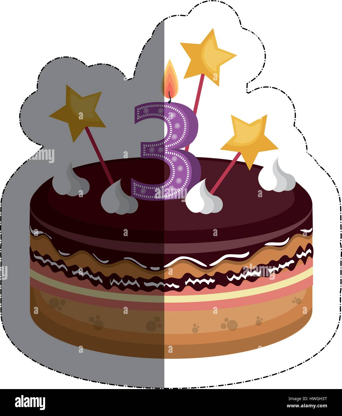 Gateau D Anniversaire Icone Sur Fond Blanc Design Colore Vector Illustration Image Vectorielle Stock Alamy
