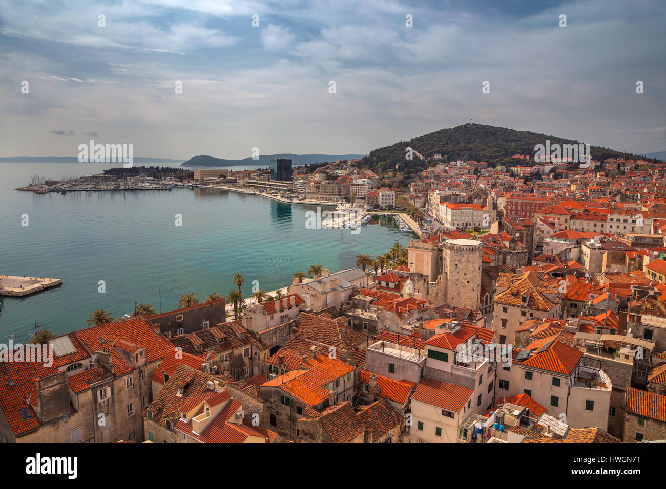 Split, Croatie. Belle romantique vieille ville de Split au cours d'une journée ensoleillée. La Croatie, l'Europe. Banque D'Images