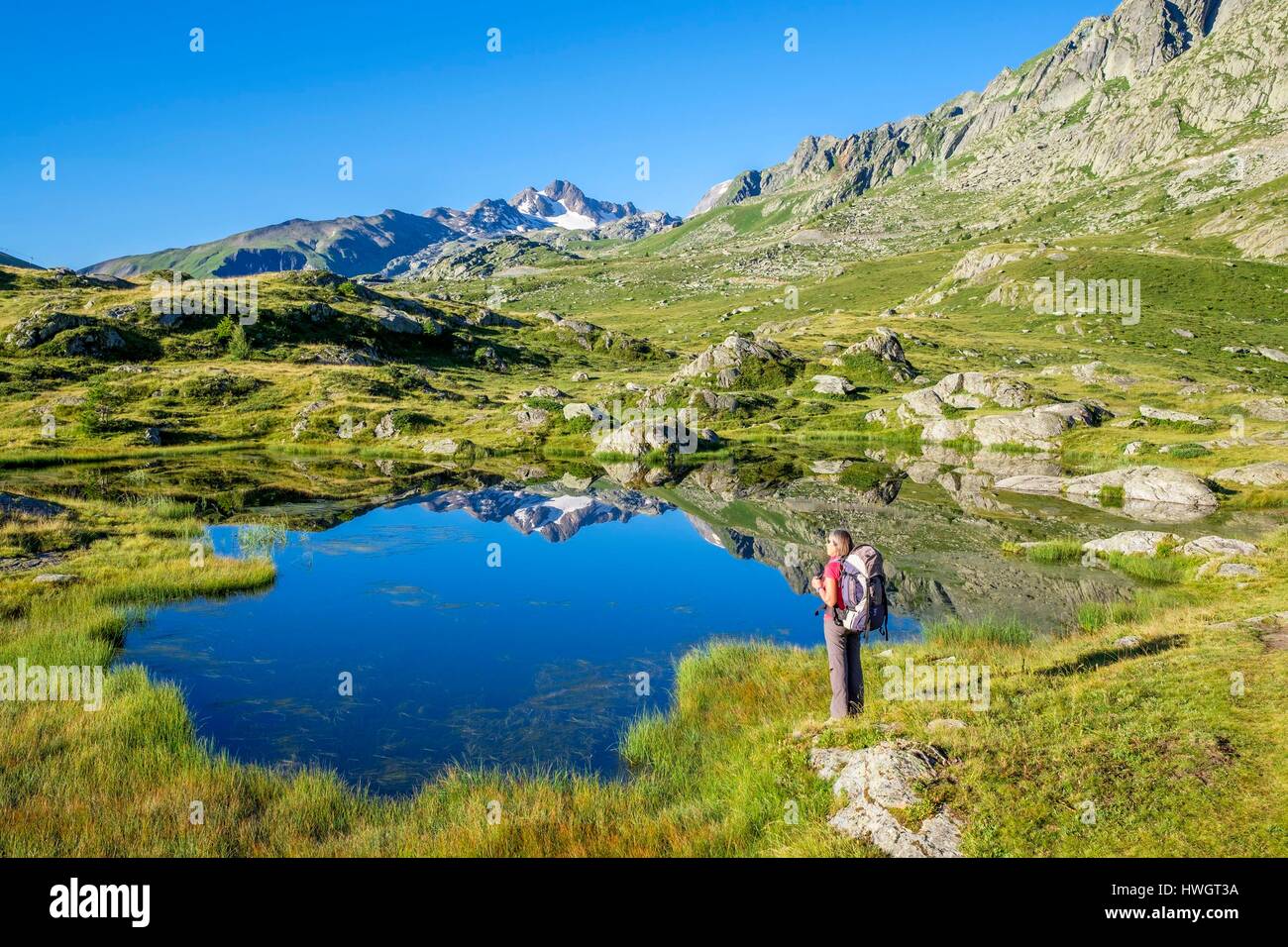 France, Savoie, Valmeinier, Croix de Fer, col du lac Potron (alt : 2050m) Banque D'Images