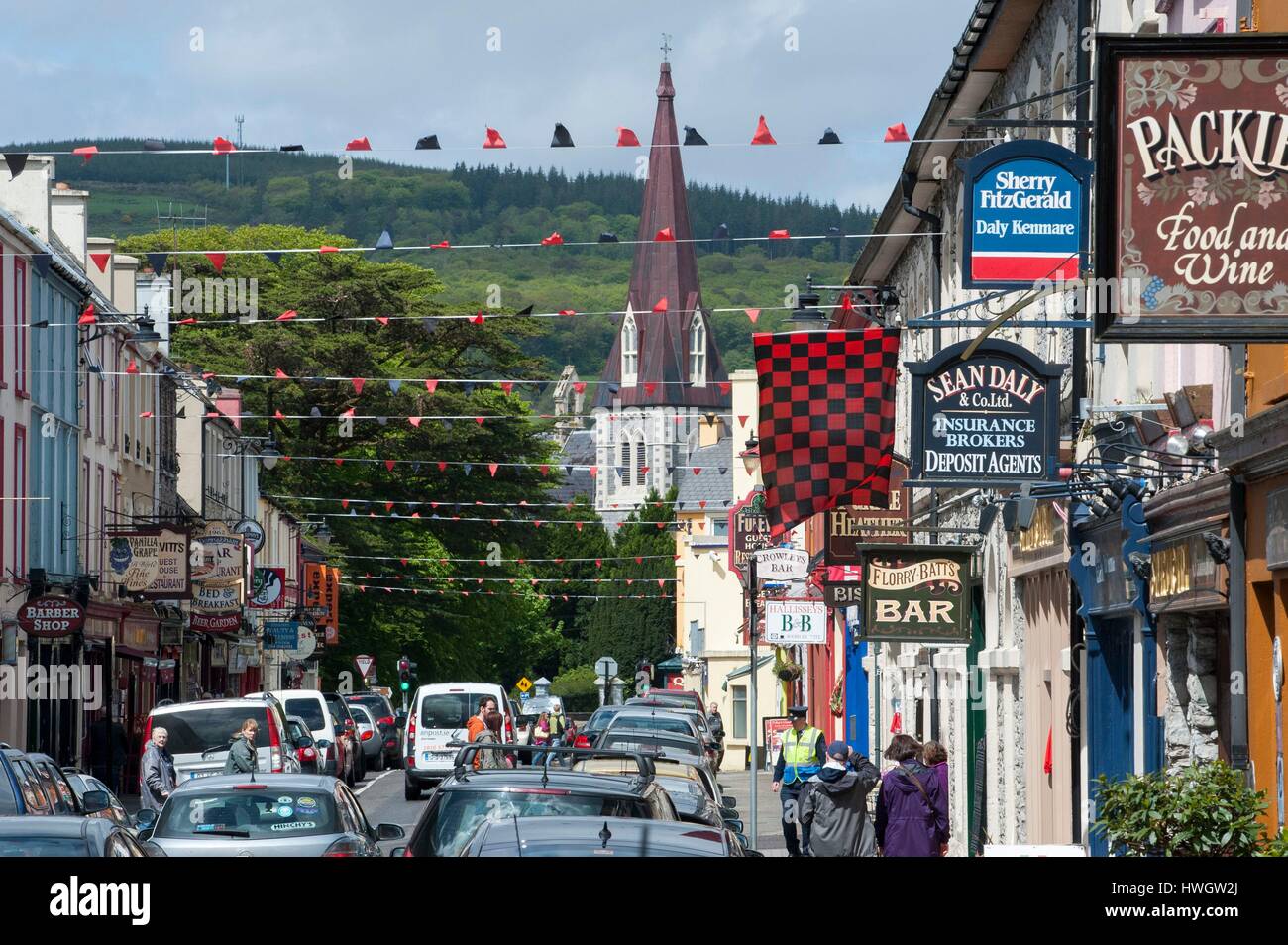 L'Irlande, le comté de Kerry, Kenmare, Ring of Kerry, Iveragh, Route nationale N71, Henry Street Banque D'Images