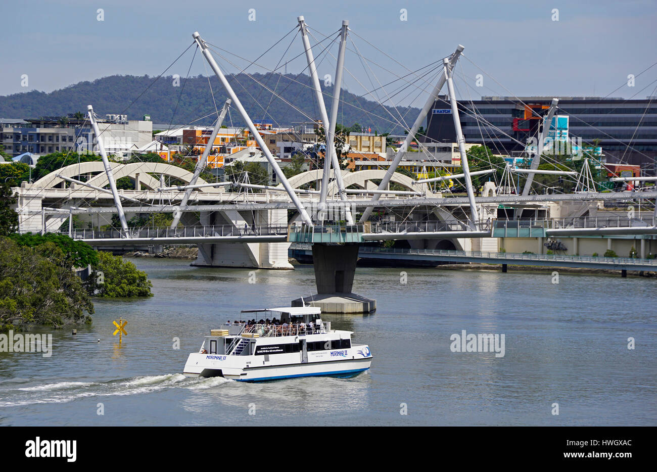 Le Harbour Bridge pour les piétons sur la Rivière de Brisbane, Brisbane, Queensland, Australie. Banque D'Images