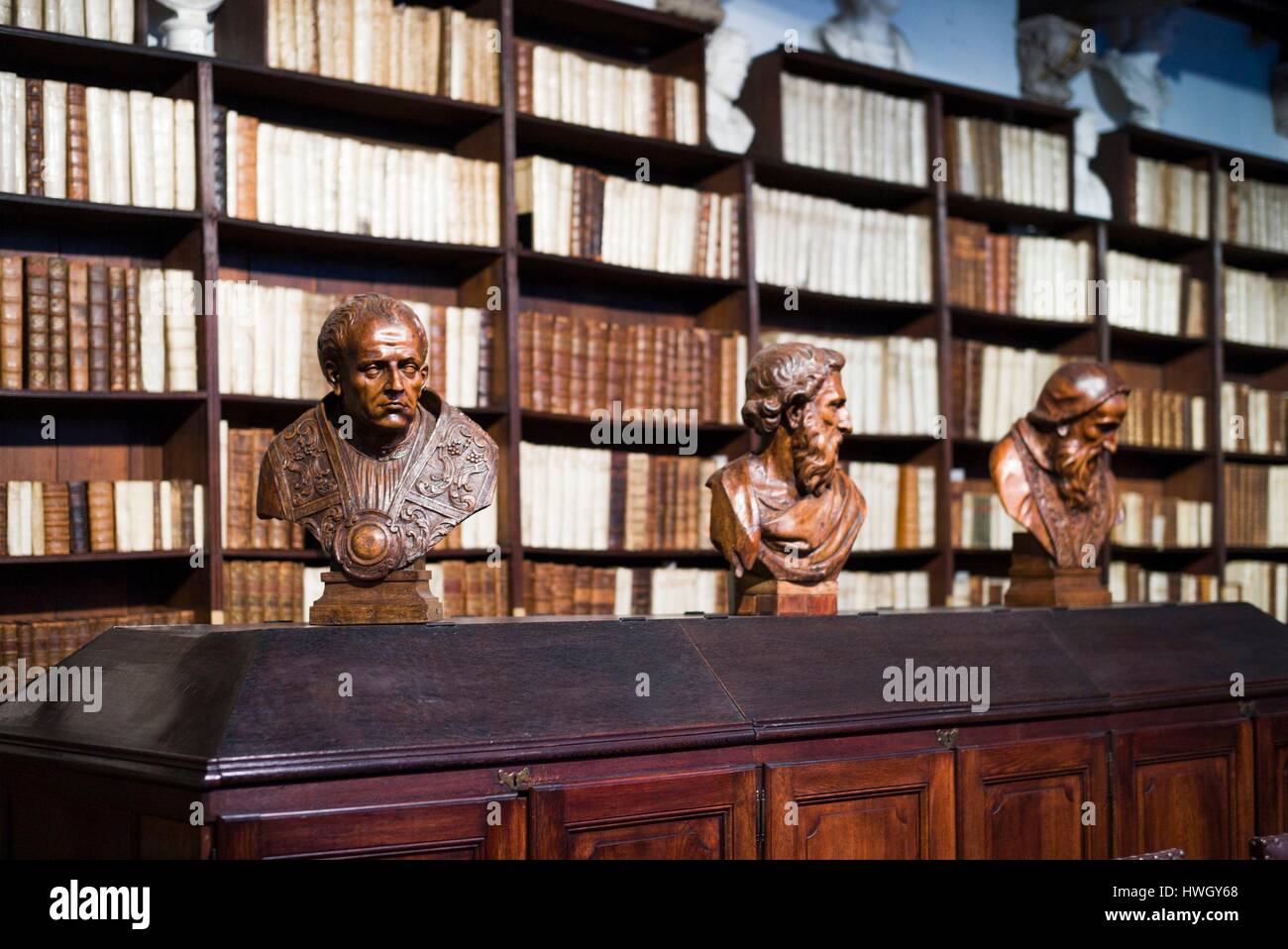 Belgique, Anvers, musée, musée Plantin-Moretus à la première imprimerie industrielle, bibliothèque, 1640 Banque D'Images
