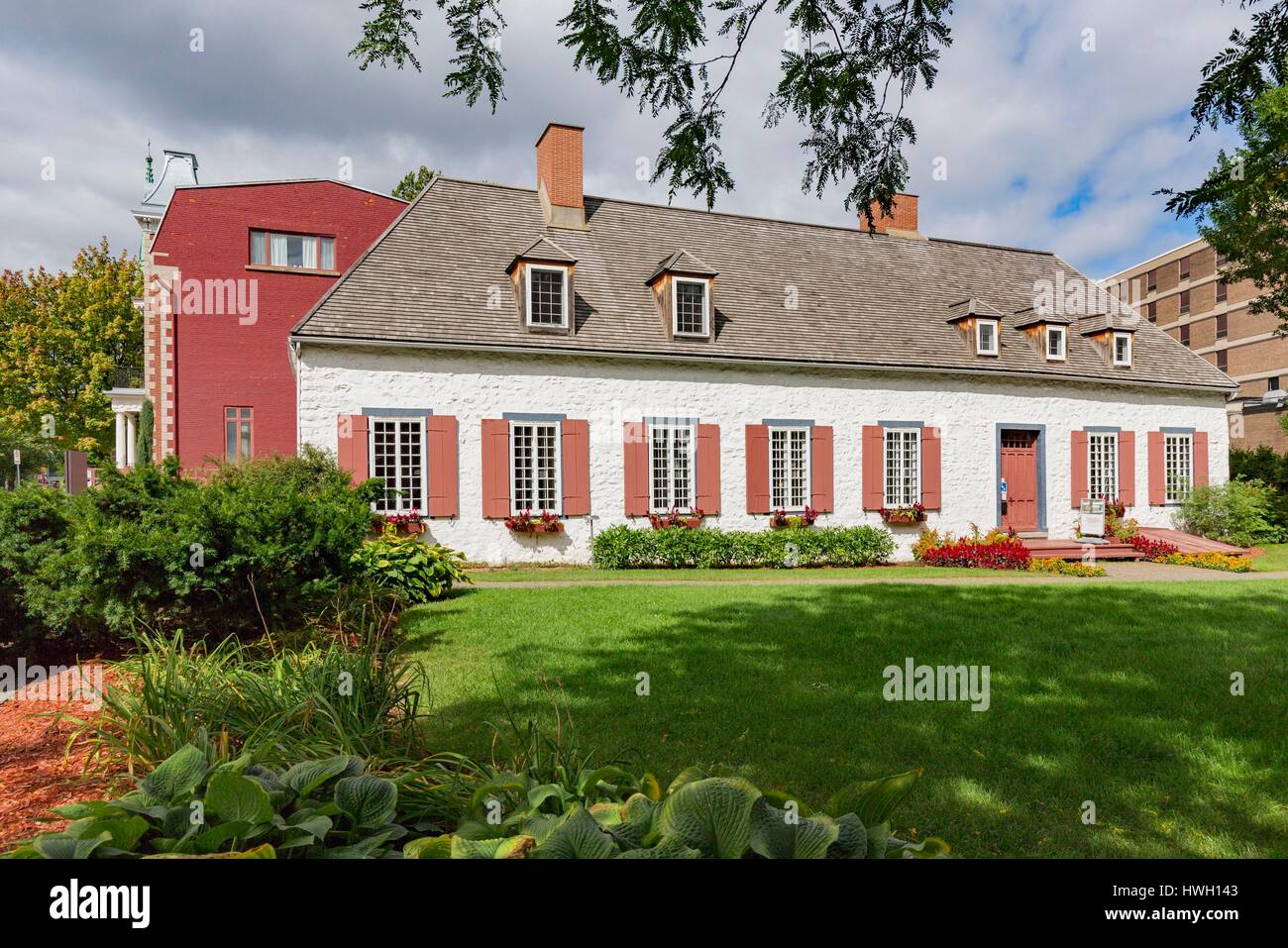 Le Canada, la province de Québec, région de la Mauricie, Trois-Rivières, le quartier historique, Le Manoir Boucher de Niverville, témoignage précieux de l'architecture de style colonial français, plus ancien bâtiment de Trois Rivieres Banque D'Images