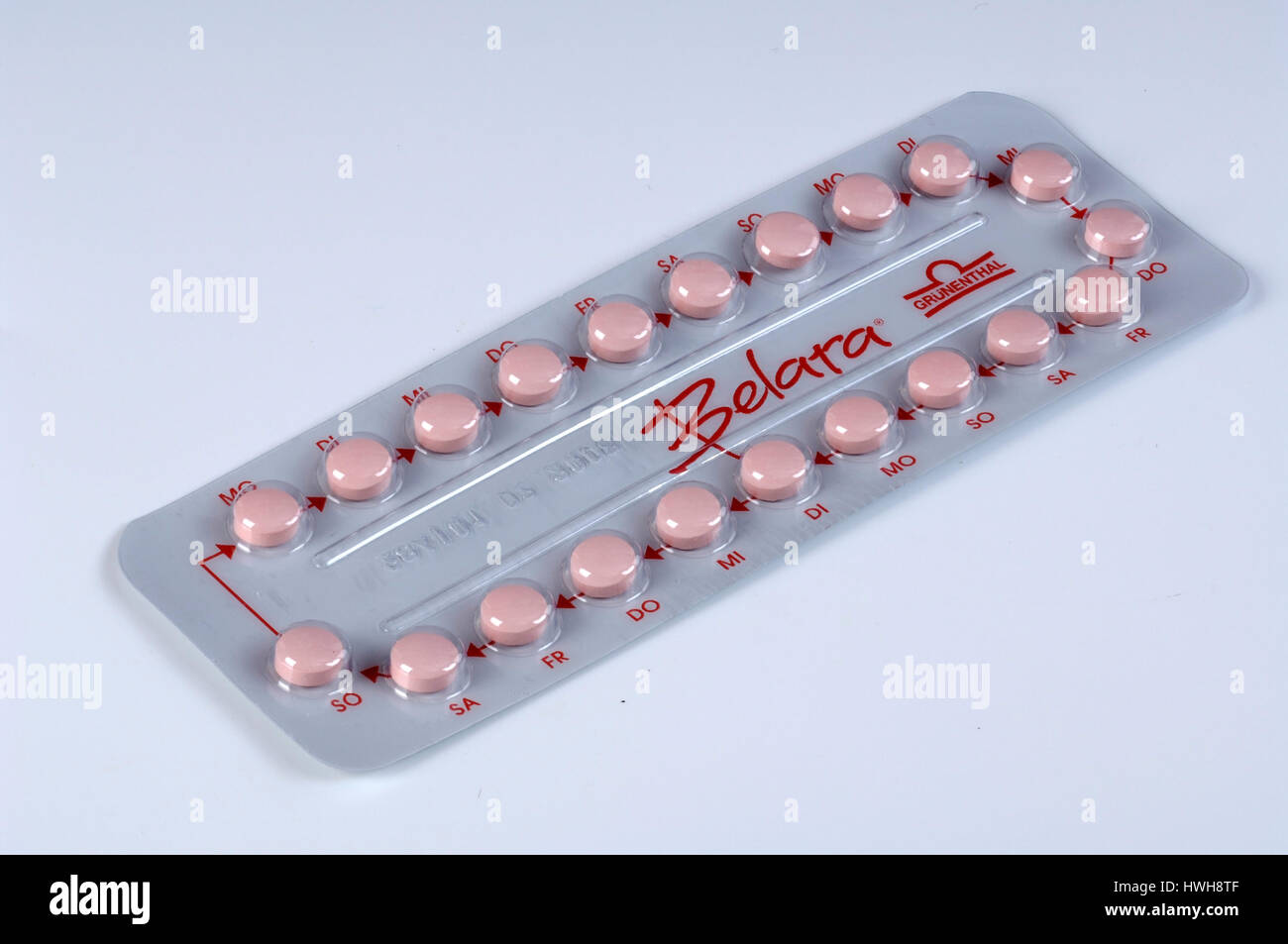 Birthcontrol pilule anticonceptionnelle plaque libre, cut out, objet, objet, à l'intérieur, studio, intérieur, contrôle des naissances, pharmacie, pharmacologie, pharmacie, comprimé, pi Banque D'Images