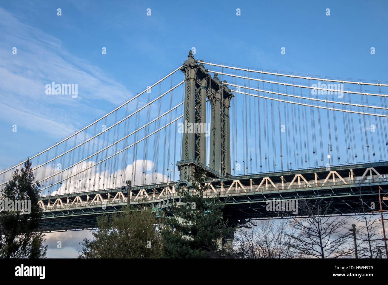 Pont de Manhattan vu de Dumbo à Brooklyn - New York, USA Banque D'Images