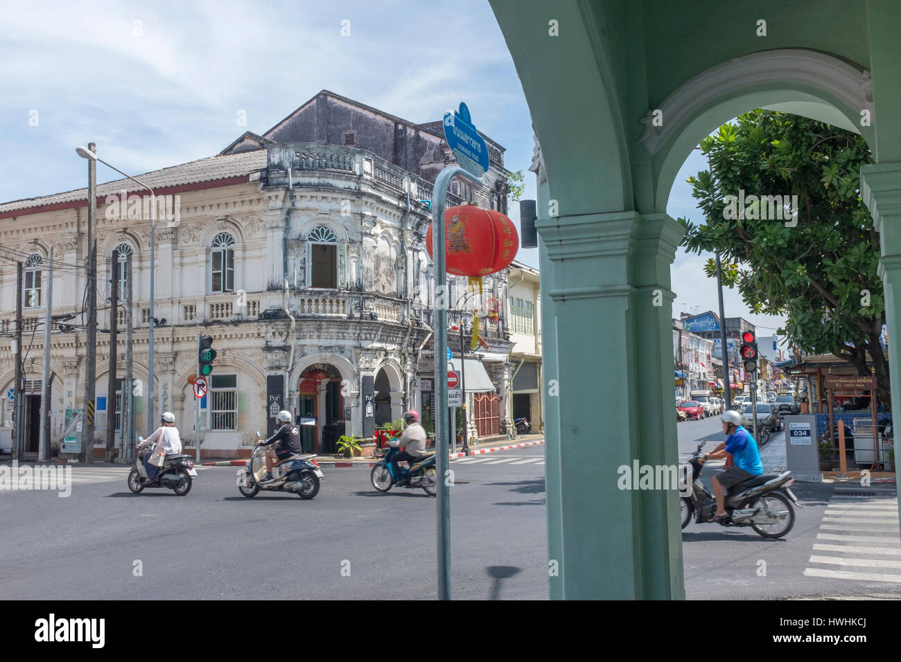 L'architecture du patrimoine des di Rommanee dans la vieille ville de Phuket, l'île de Phuket, Thaïlande Banque D'Images