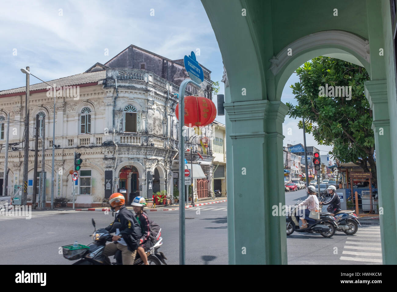 L'architecture du patrimoine des di Rommanee dans la vieille ville de Phuket, l'île de Phuket, Thaïlande Banque D'Images