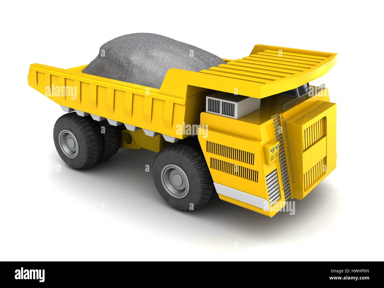 3d illustration de dumper avec ore, sur fond blanc Banque D'Images