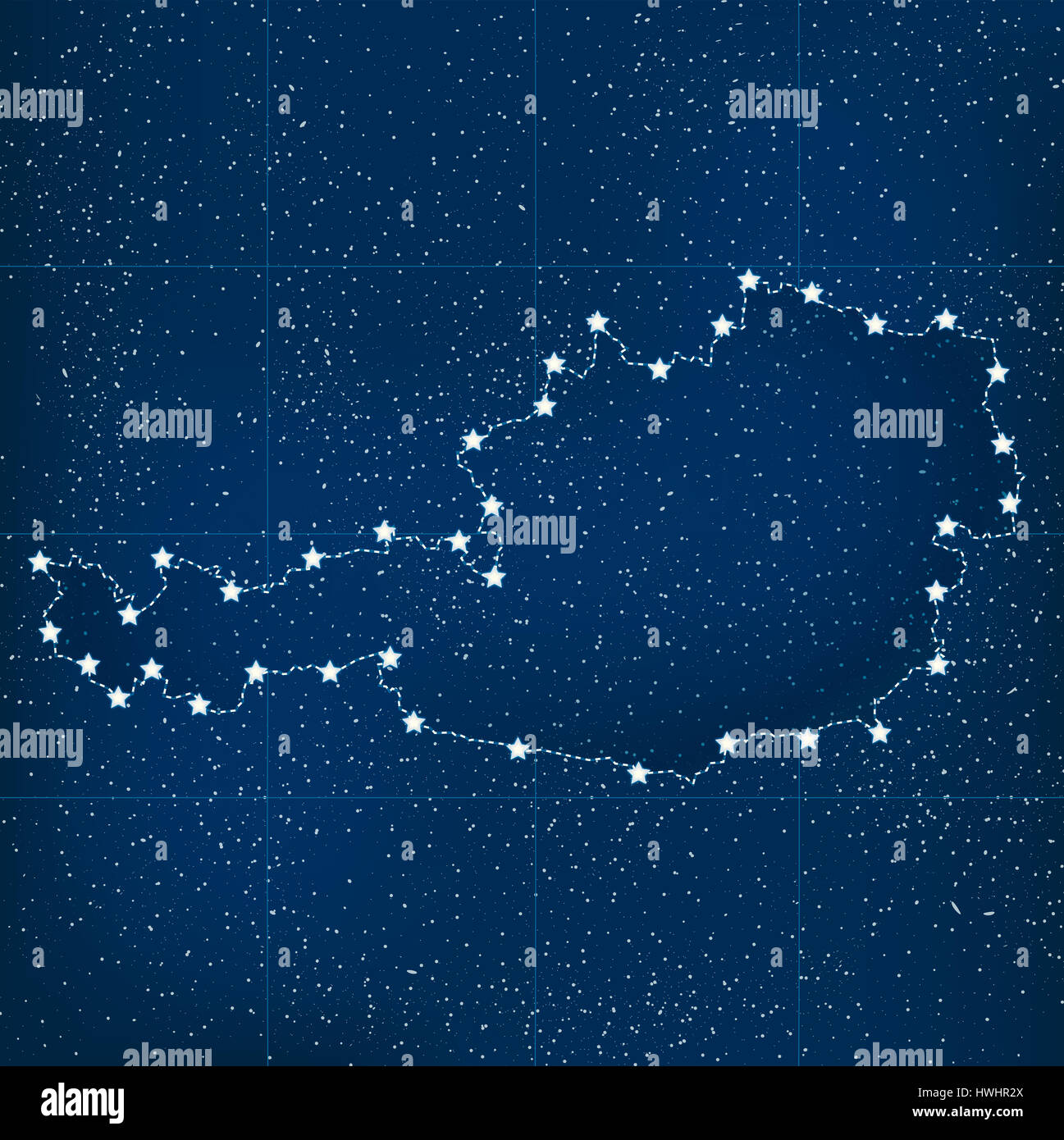 Carte de l'Autriche avec des étoiles dans l'univers illustration Banque D'Images