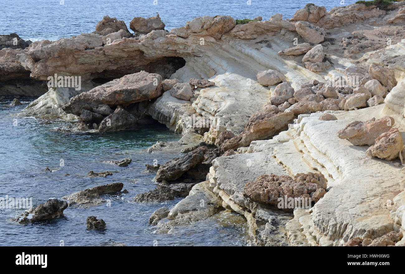 Formations rocheuses uniques à Coral Bay, Chypre Banque D'Images