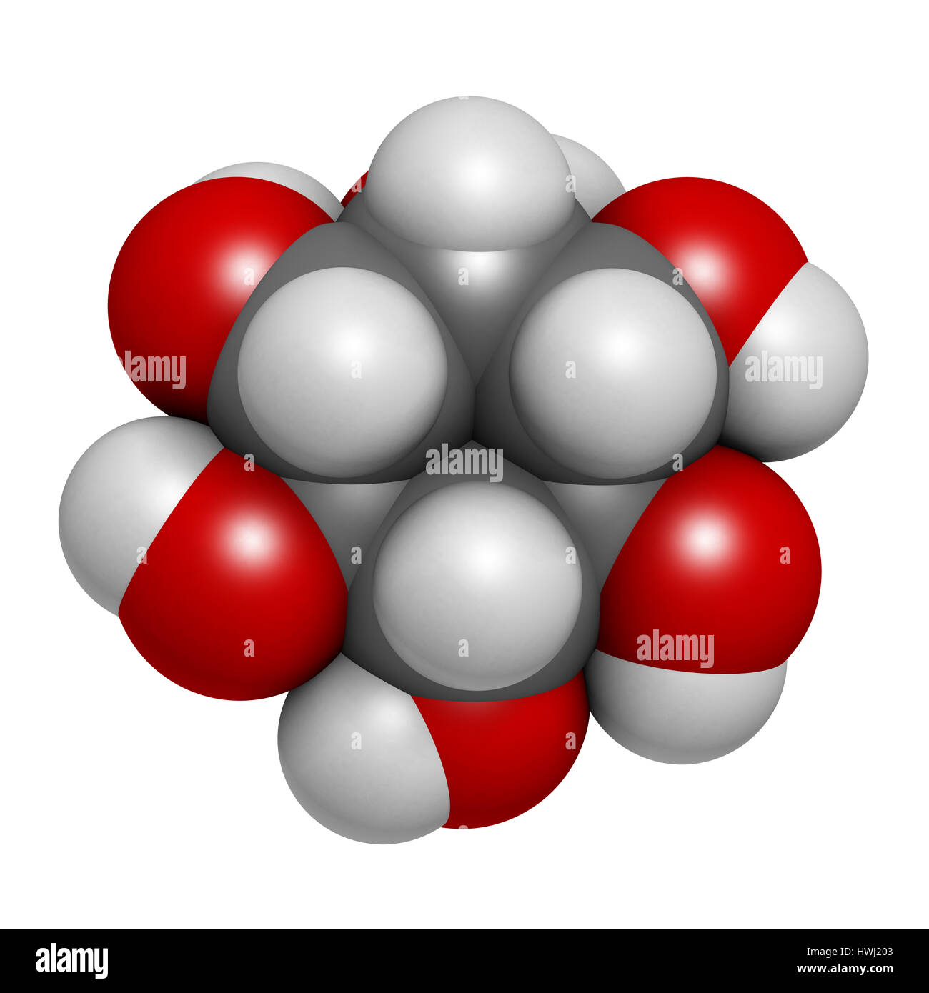 (Myo-inositol inositol) molécule. Le rendu 3D. Et de l'inositol phosphates son jouent un rôle essentiel dans un certain nombre de processus biologiques. Les atomes sont représen Banque D'Images