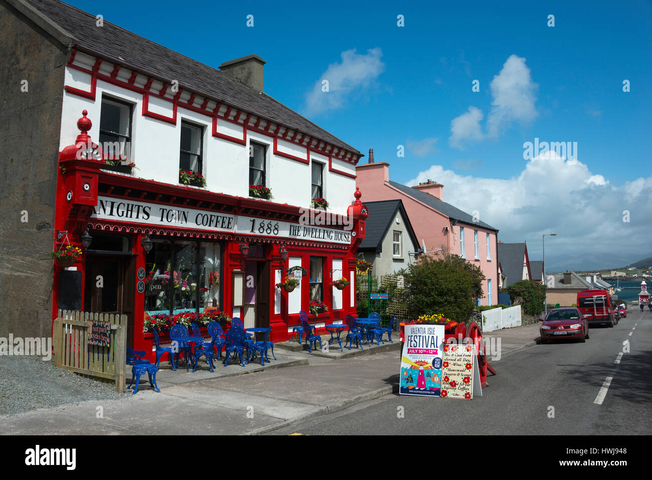 La maison d'habitation, Sewen, Valentia Island, le Skellig Ring, l'Irlande, l'île de Valencia Banque D'Images