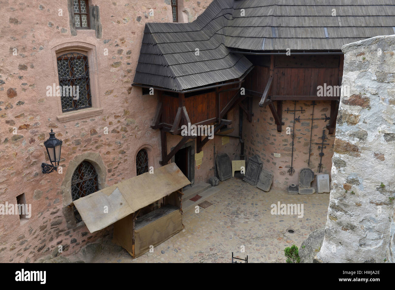 Innenhof, Burg, Loket, République Tchèque Banque D'Images