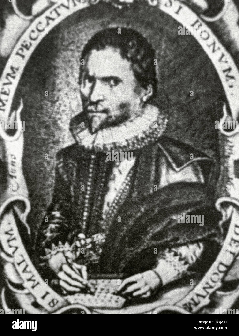 John Napier (1550-1617). Mathématicien, physicien écossais, et l'astronome. Portrait. La gravure. Banque D'Images