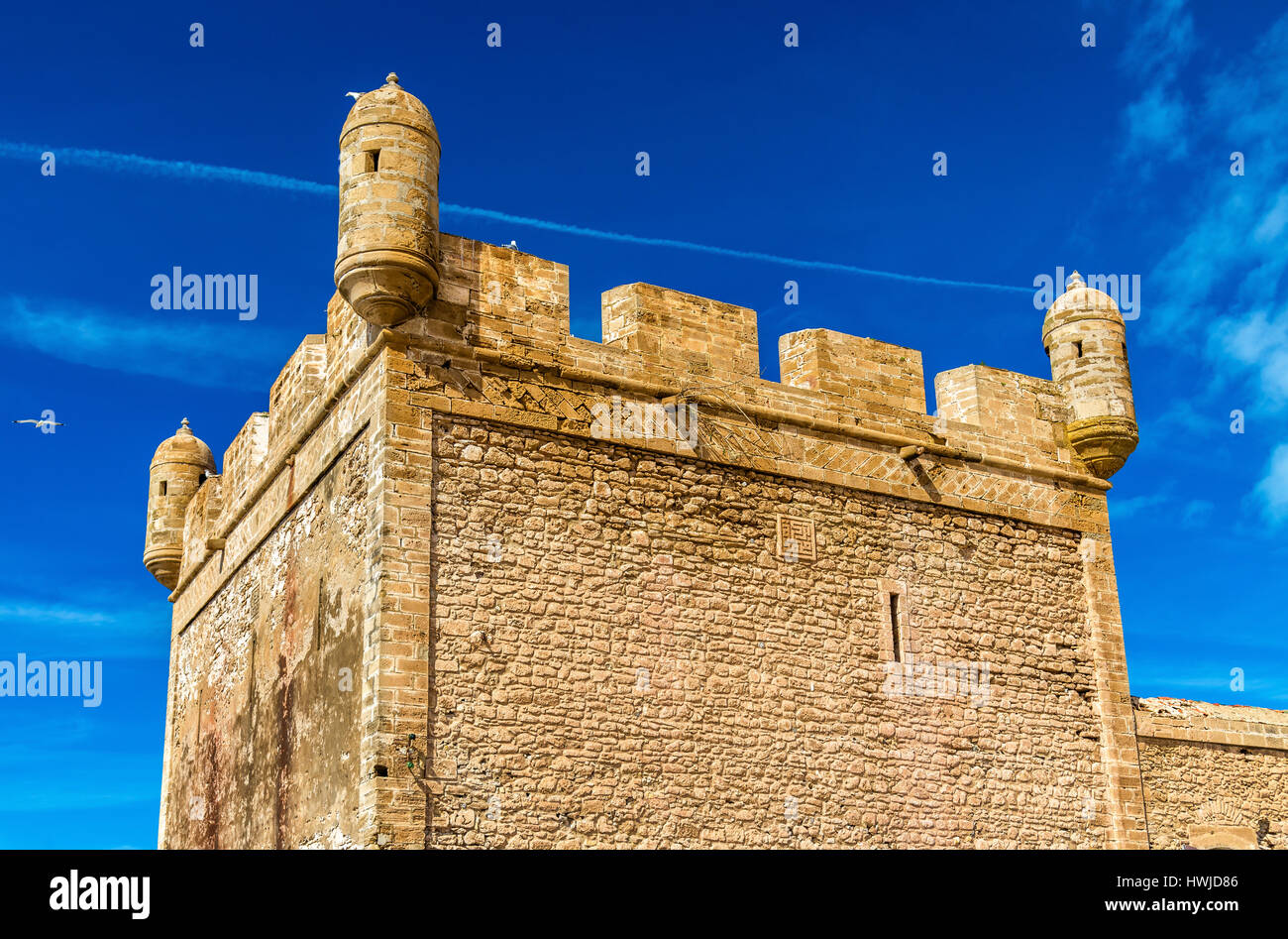 Sqala du port, une tour défensive à Essaouira, Maroc Banque D'Images