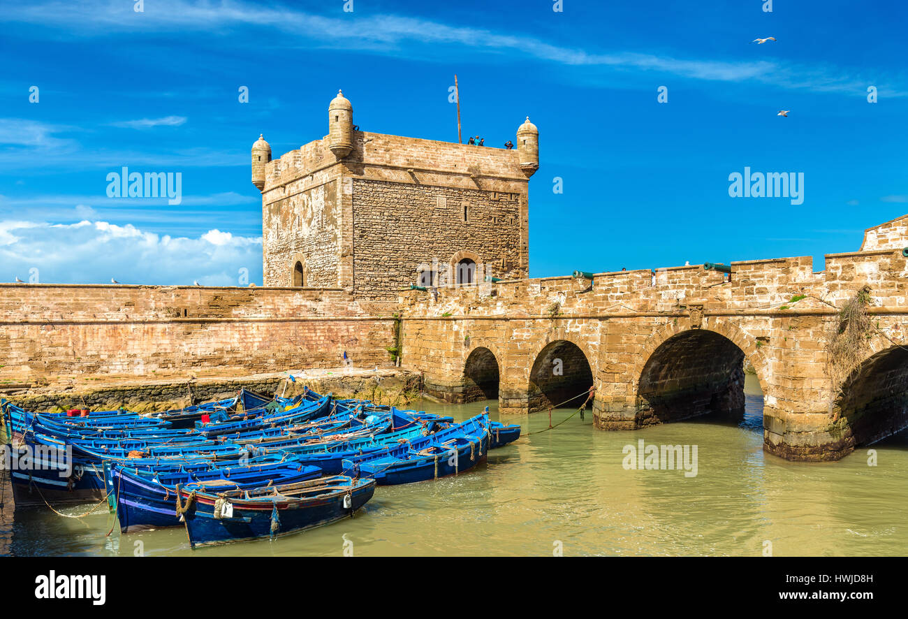 Sqala du port, une tour défensive à Essaouira, Maroc Banque D'Images