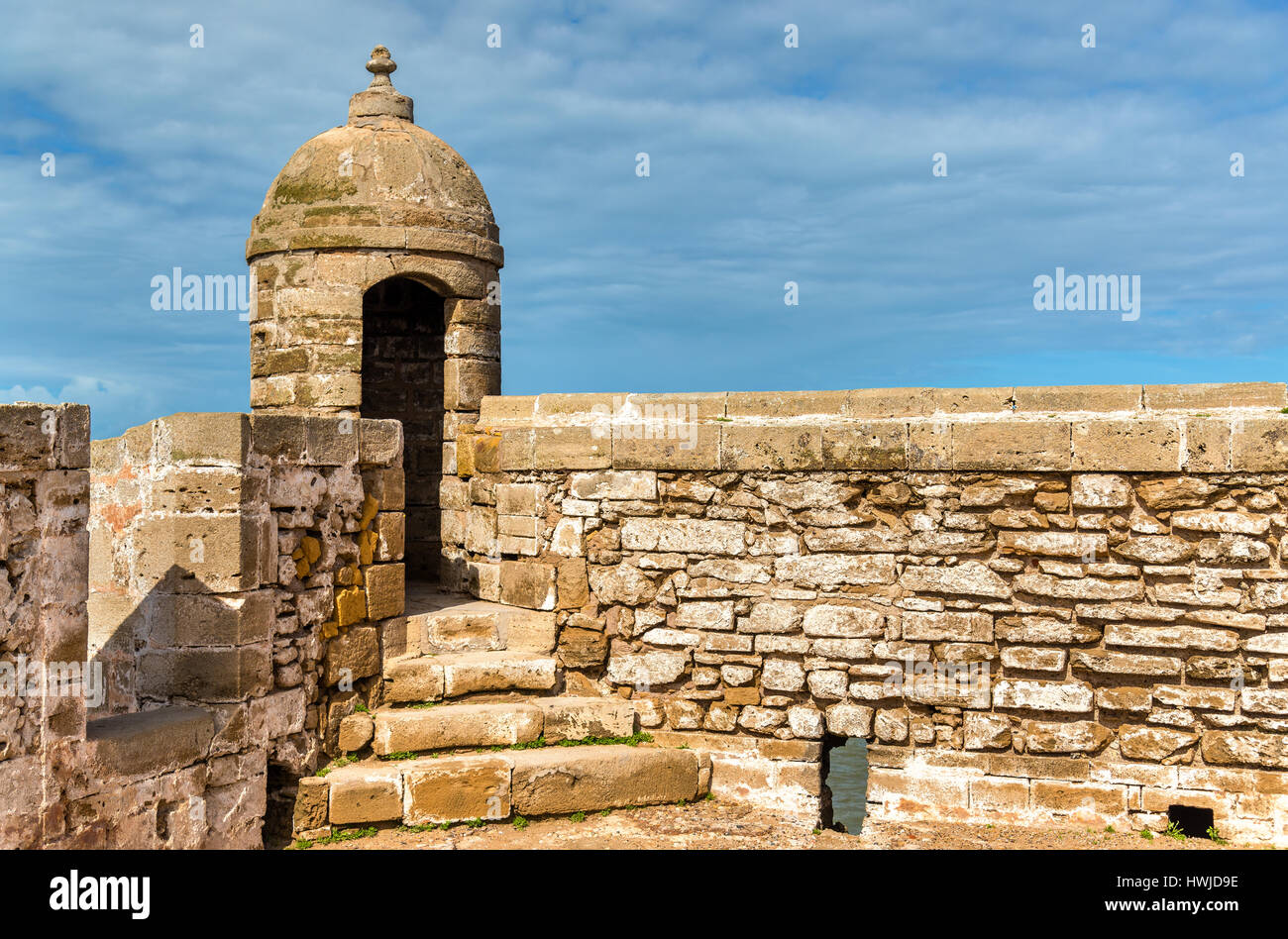 Sqala du port, une tour défensive à Essaouira, Maroc Banque D'Images