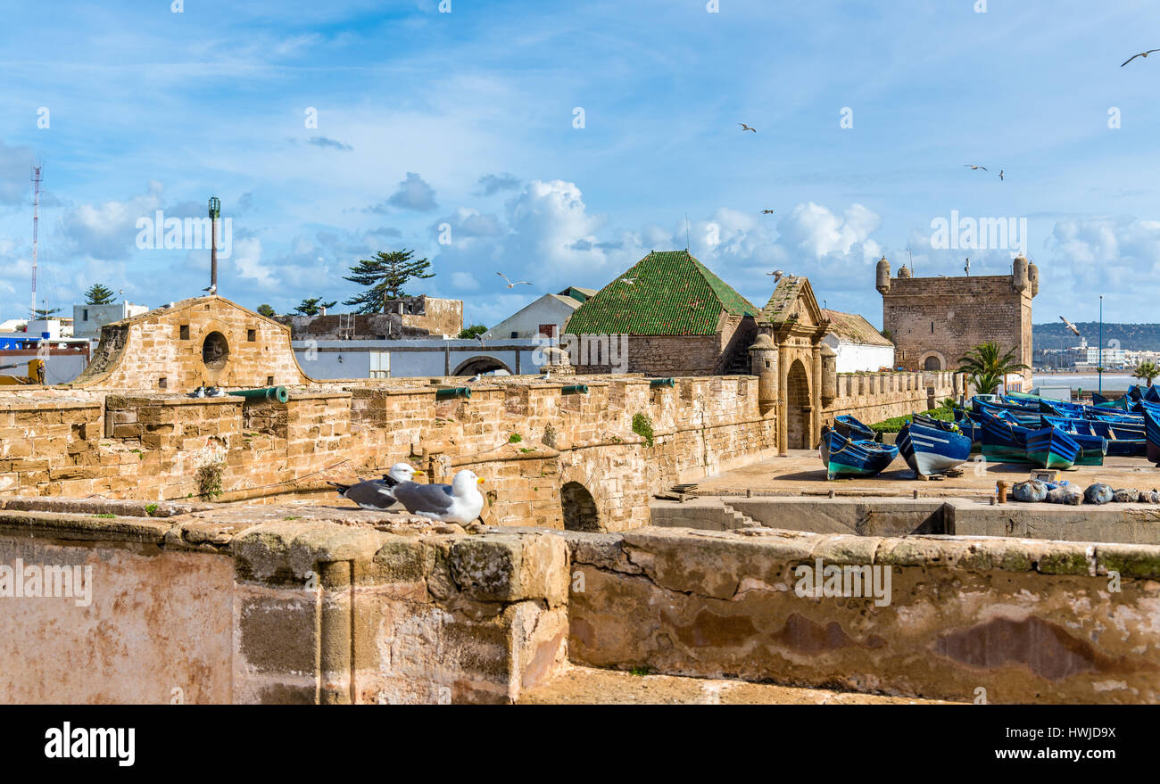 Sqala du port, une tour défensive à Essaouira, Maroc Banque D'Images