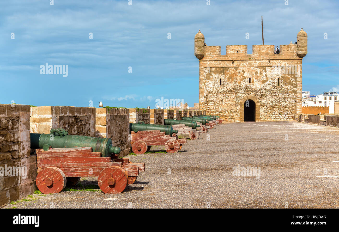 Sqala du port, une tour défensive à Essaouira, Maroc Banque D'Images