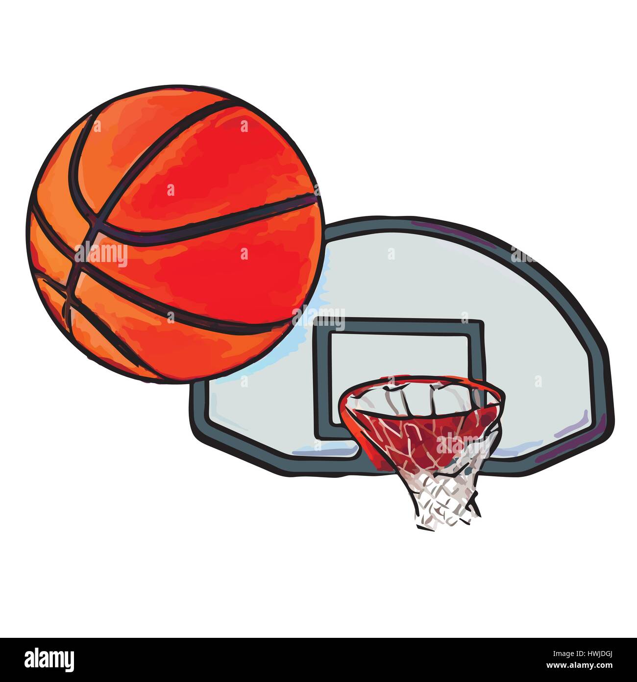 Basket-ball vole dans ring Illustration de Vecteur