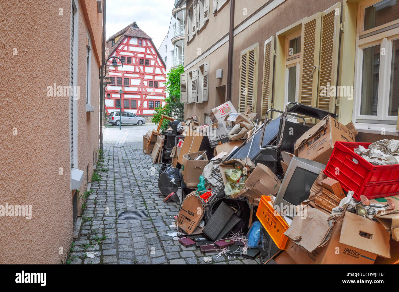 Déchets encombrants, Stuttgart-Bad Cannstatt, Bad Cannstadt, vallée du Neckar, Stuttgart, Allemagne Banque D'Images