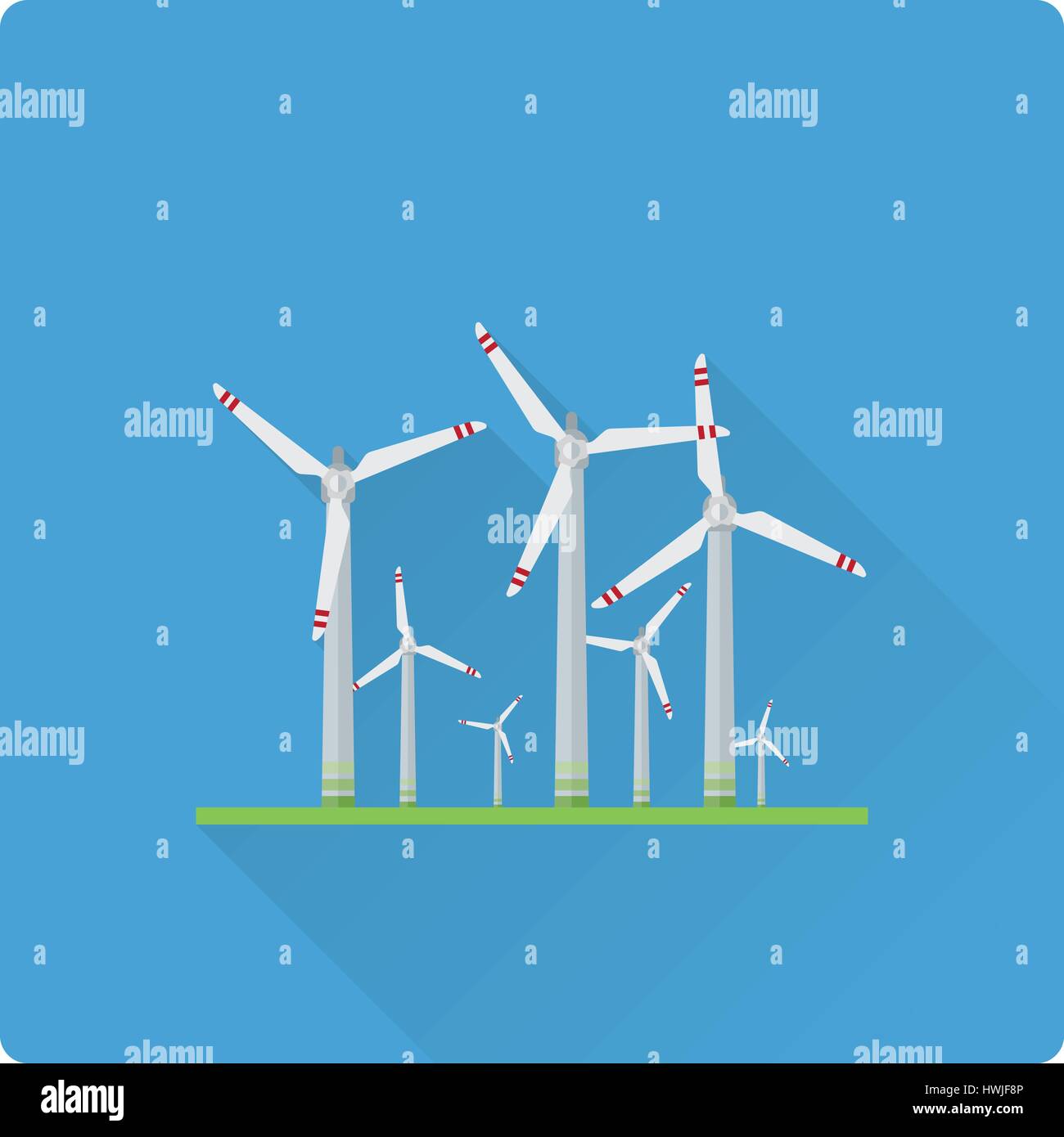 Modèle plat, ombre portée de l'usine de l'énergie éolienne vector illustration Illustration de Vecteur