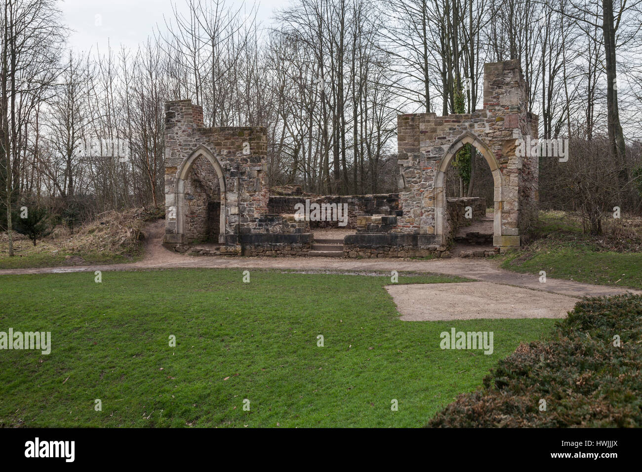 Le style gothique Bobo ruine à Retiro Hardwick Park,Sedgefield Durham,Angleterre,fr Banque D'Images