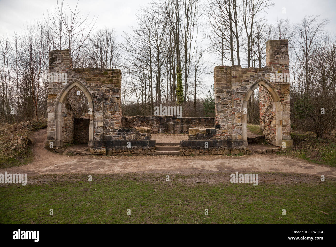 Le style gothique Bobo ruine à Retiro Hardwick Park,Sedgefield Durham,Angleterre,fr Banque D'Images