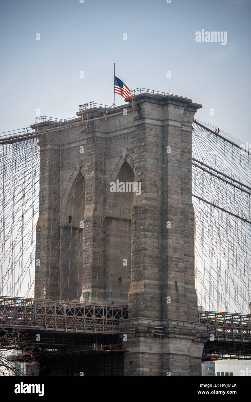 Le Pont de Brooklyn - New York, USA Banque D'Images