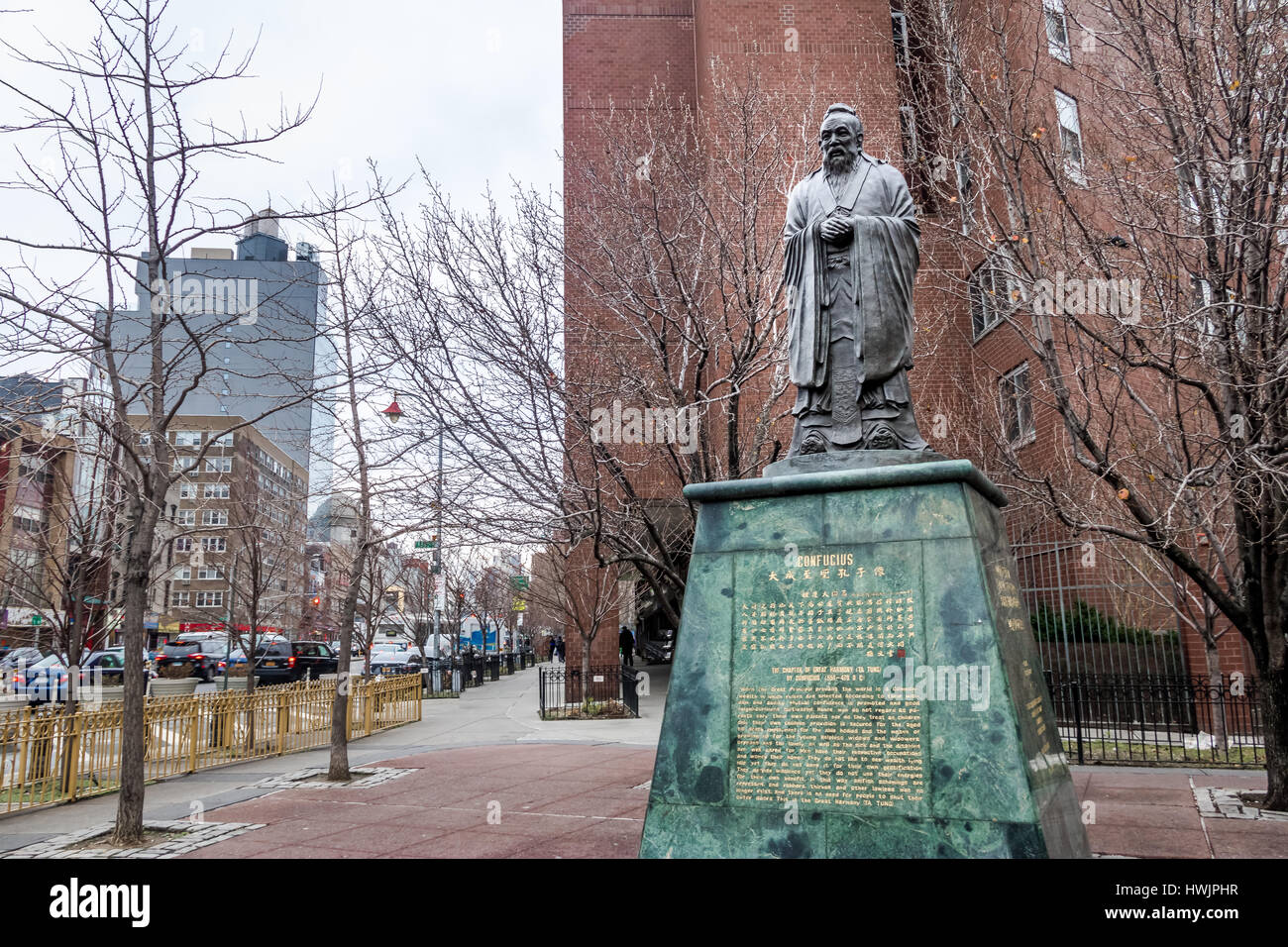 Statue de Confucius dans le quartier chinois - New York, USA Banque D'Images