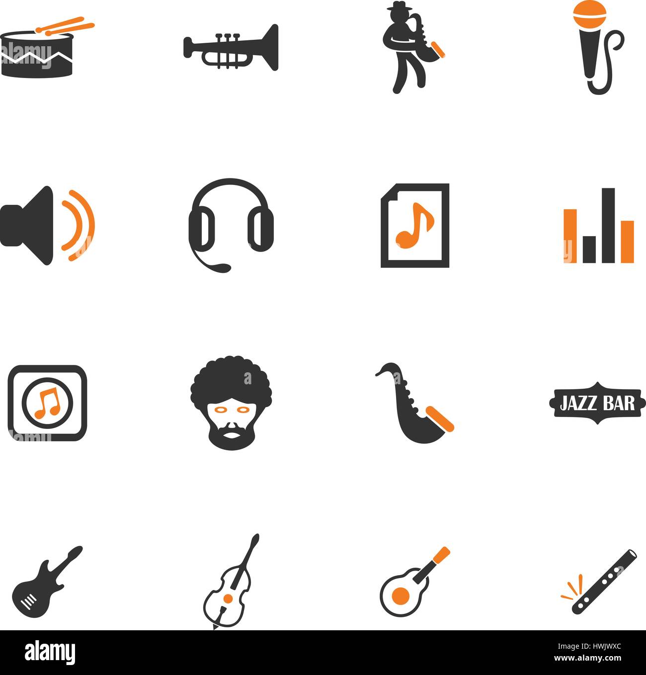 Jazz and Blues Music icon set pour les sites web et l'interface utilisateur Illustration de Vecteur
