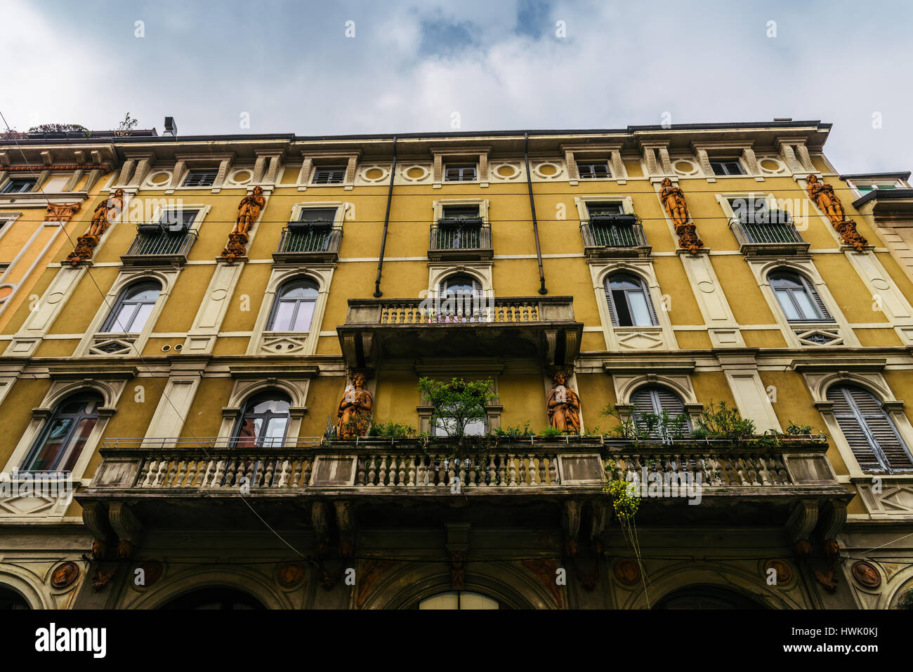 L'architecture de style typiquement milanaise, dans le quartier de Brera Banque D'Images