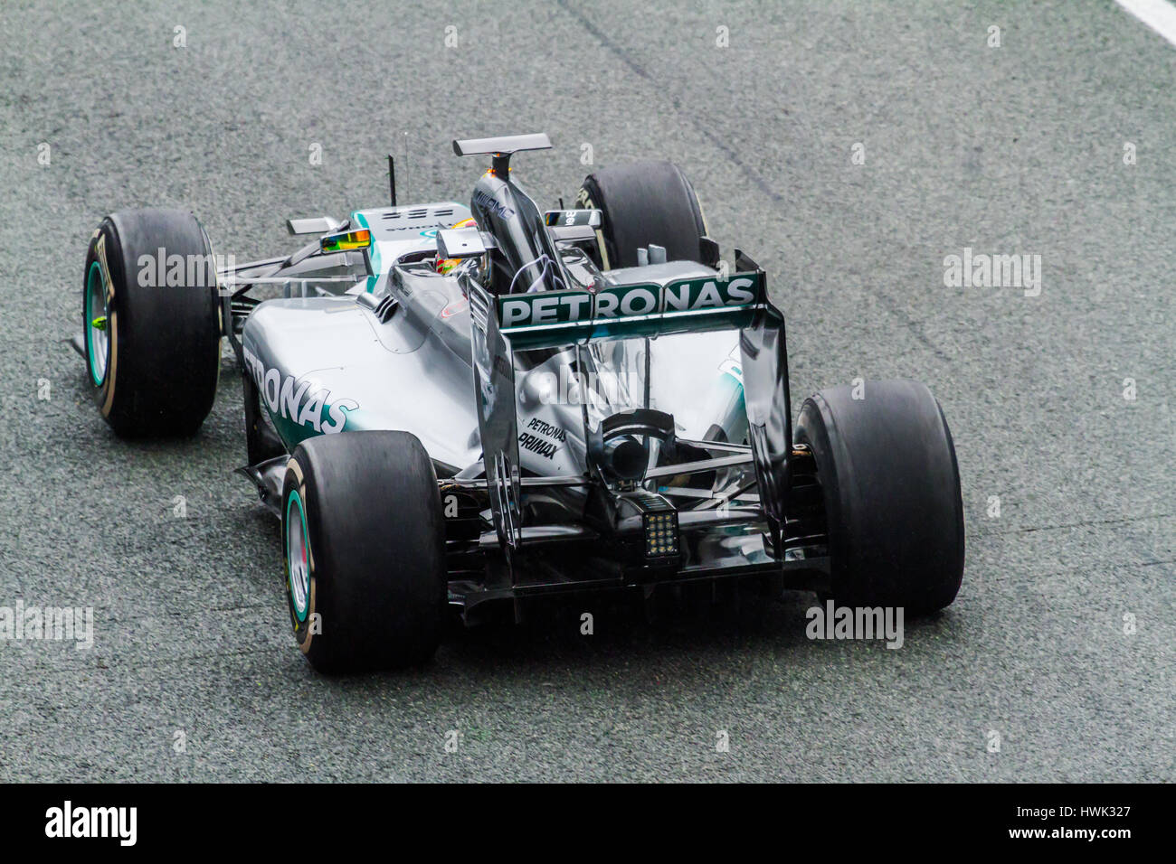 JEREZ DE LA FRONTERA, ESPAGNE - jan 31 : Lewis Hamilton de Mercedes AMG Petronas F1 quitter la fosse sur session de formation le 31 janvier , 2014, à Jerez de Banque D'Images