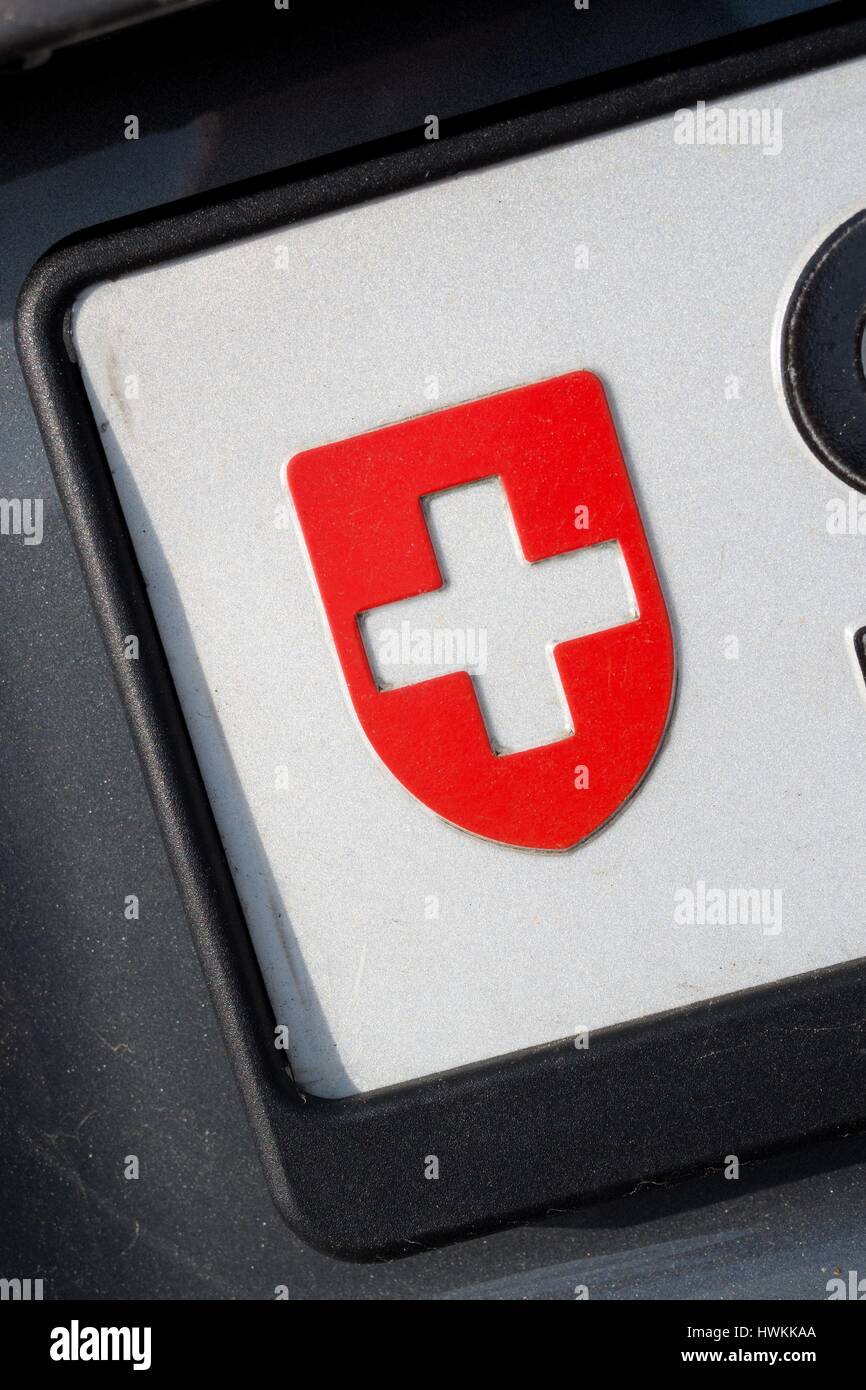 Pays de la plaque d'immatriculation voiture identifiant : Suisse Banque D'Images