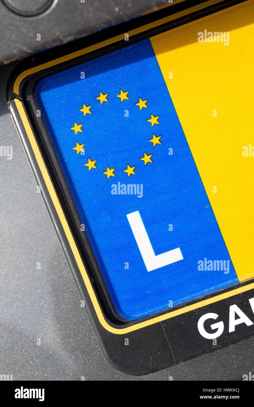 Pays de l'UE identifiant de la plaque d'immatriculation de voiture : Luxembourg Banque D'Images