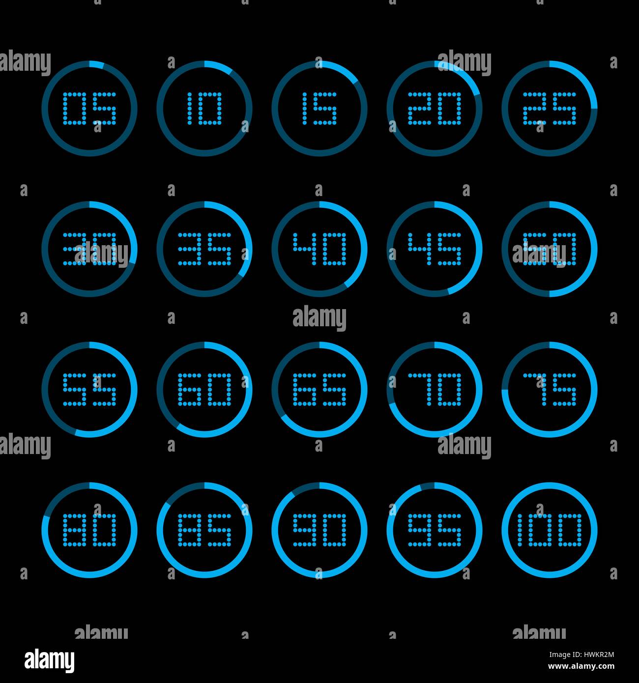 Minuteur numérique avec cinq minutes d'intervalle. Illustration de Vecteur