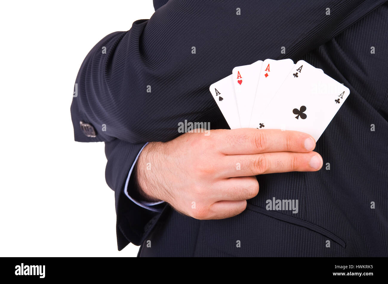 Businessman showing cartes à jouer. Banque D'Images