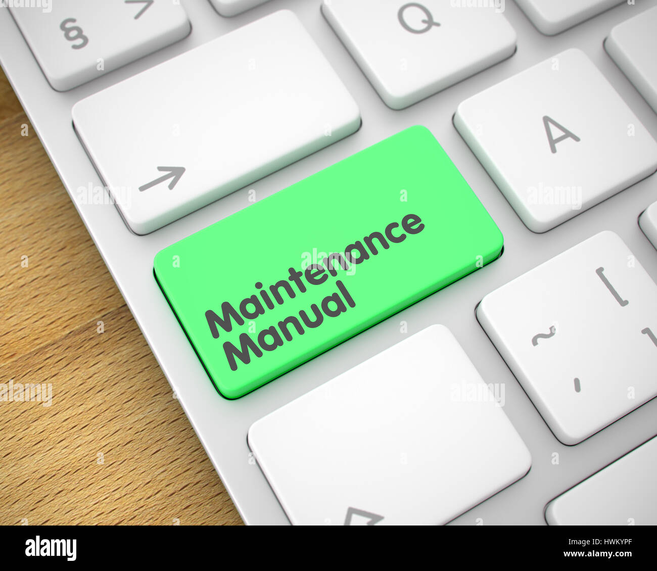 Manuel de maintenance - Texte sur le Livre vert du clavier. 3D. Banque D'Images