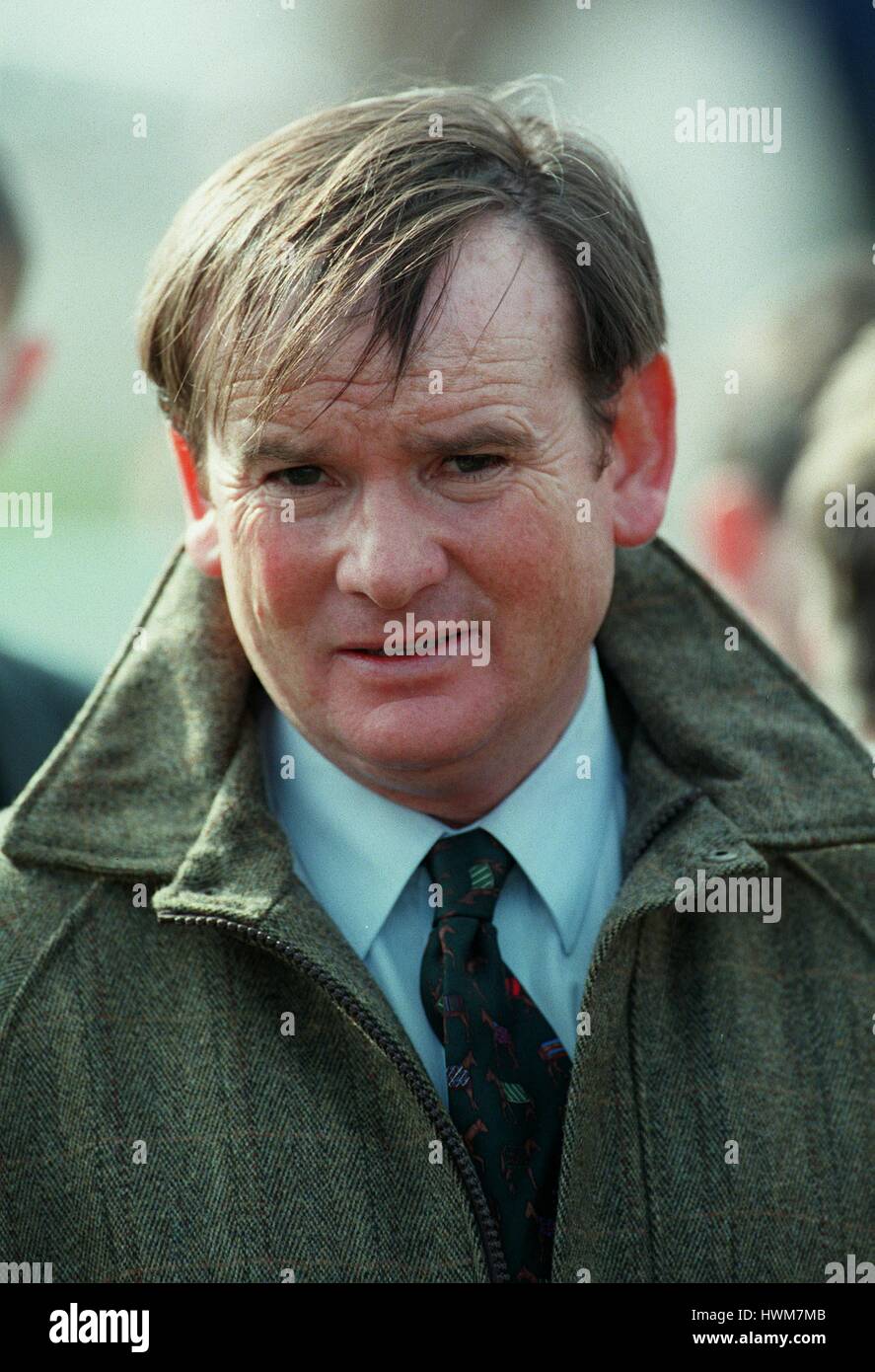 Entraîneur de chevaux de course JOHN WHITE 18 Mars 1997 Banque D'Images