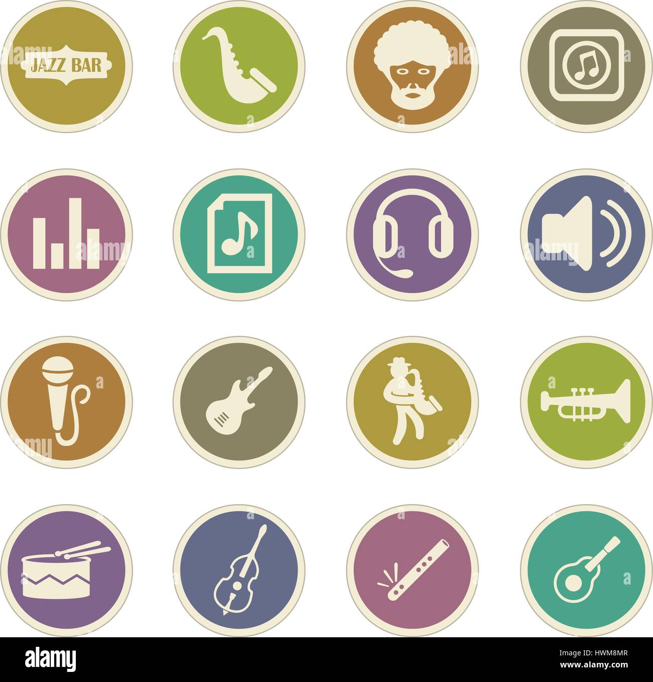 Jazz and Blues Music icon set pour les sites web et l'interface utilisateur Illustration de Vecteur