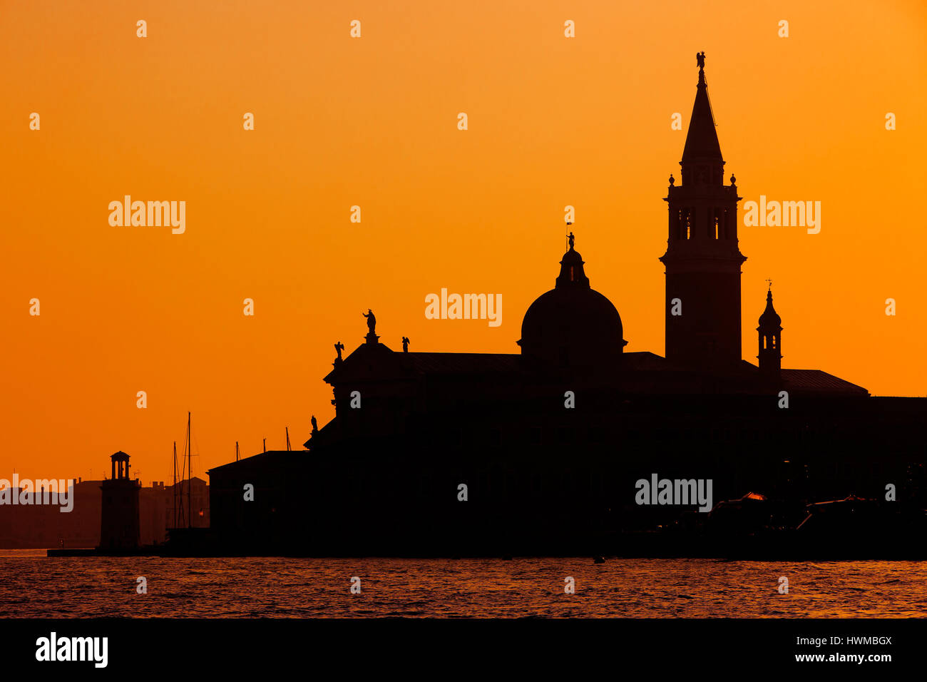 Le 16ème siècle, l'église San Giorgio Maggiore bénédictine à l'aube à Venise, Italie Banque D'Images