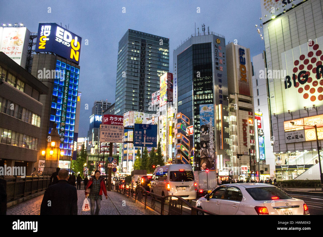 Les rues et les magasins d'électronique d'Akihabara Electric Town, un centre culturel et un otaku district pour les jeux vidéos, manga, anime, et jeux sur ordinateur. Banque D'Images