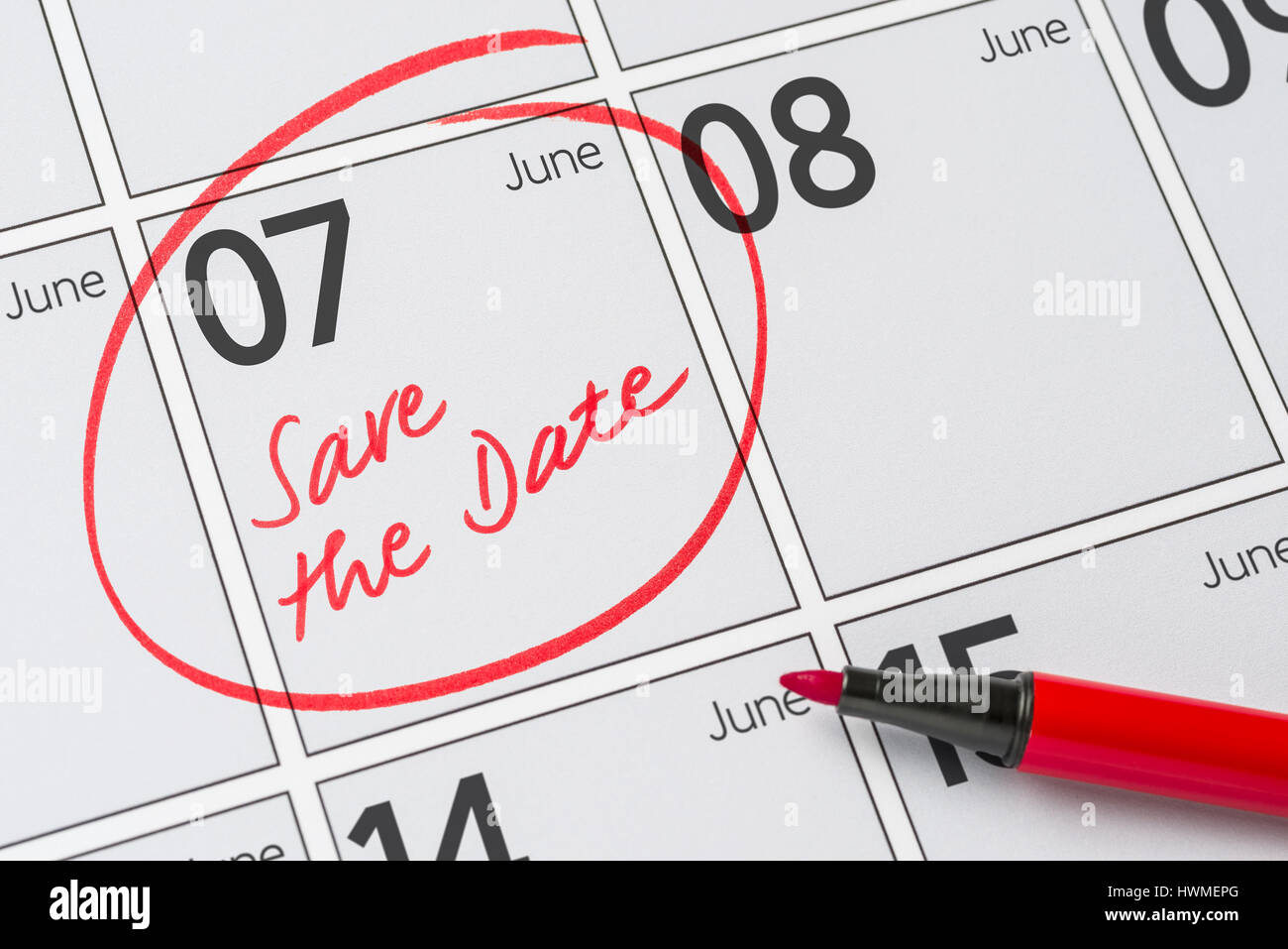 Enregistrer la date inscrite sur un calendrier - juin 07 Banque D'Images
