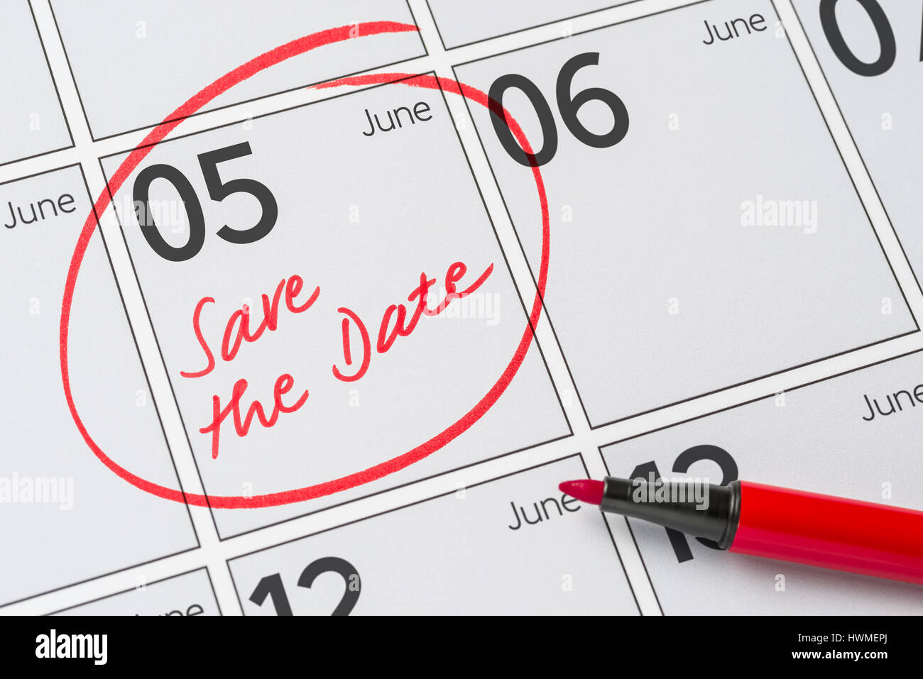 Enregistrer la date inscrite sur un calendrier - juin 05 Banque D'Images