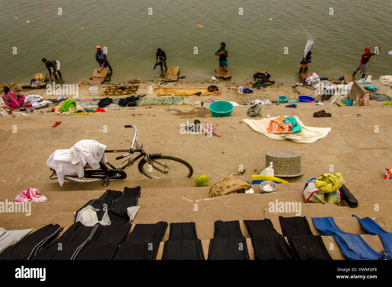 En blanchisserie, Varanasi Varanasi, Inde Banque D'Images