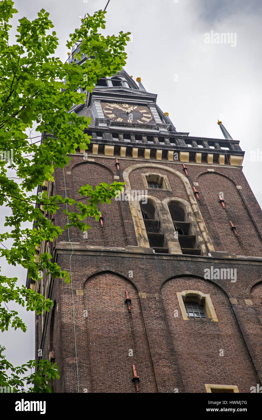 Oude Kerk Amsterdam tour de l'horloge, Banque D'Images
