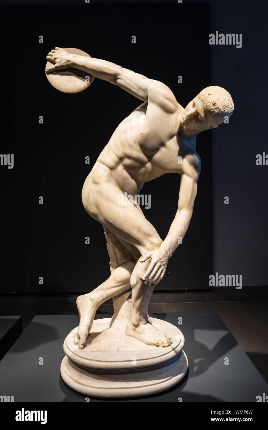 Rome, Italie - 3 janvier 2017 : statue romaine du Discobolos Discus (le lanceur) par Myron à Rome, Italie Banque D'Images